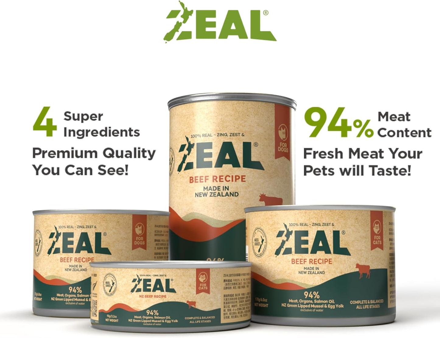 ZEAL New Zealand Wet Cat Food – High Protein, Grain-Free with Superfoods (Venison, 6oz Can, 12-Pack)