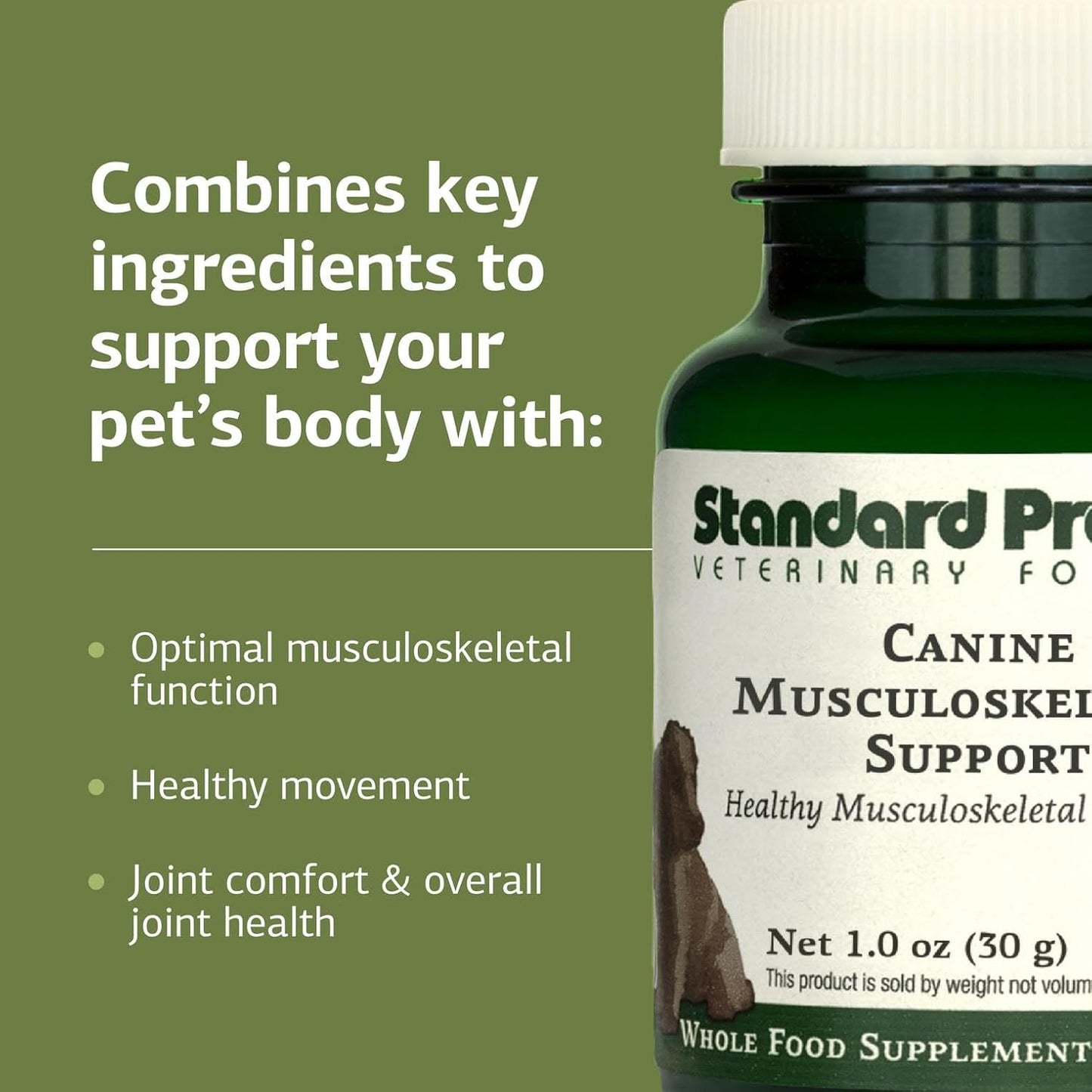 Standard Process Canine Musculoskeletal Support - Bone & Joint Health Formula for Pets - Canine Musculoskeletal Support Supplement - Supplement for Dogs to Aid Joint Comfort & Muscle Health - 30 g