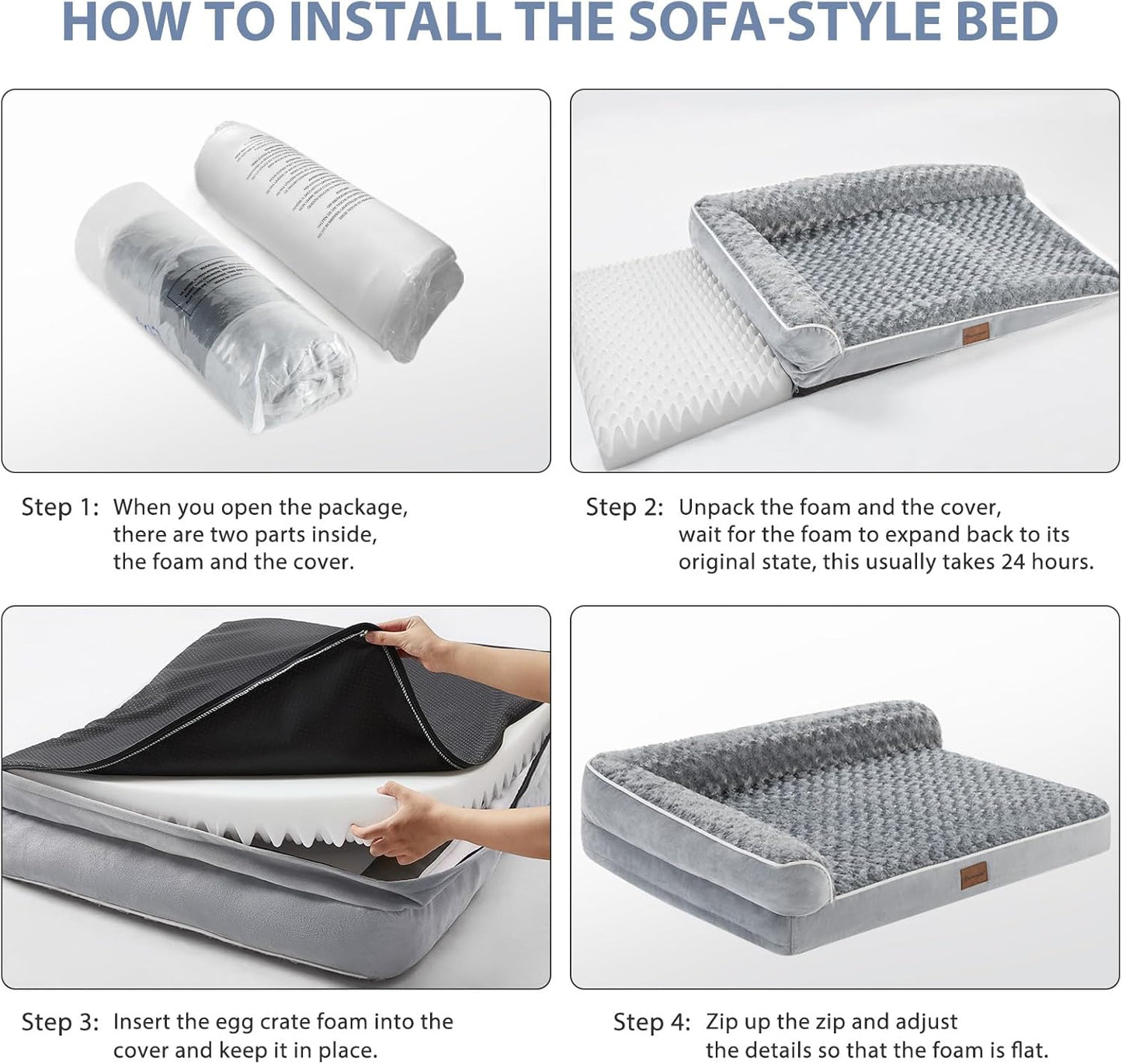 BFPETHOME Orthopedic Dog Beds for Extra Large Dogs, Waterproof Sofa XXL Pet Bed with Sides, Non-Slip Bottom and Egg-Crate Foam Big Dog Couch Bed with Washable Removable Cover,Pet Bed for Large Dogs