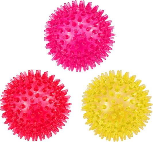 petizer Dog Toy Balls, 3-Pack Squeaky, Floating, Spiky, Interactive Fetch, Chew for Small Medium and Large Dogs, Waterproof, 2.5/3.5in