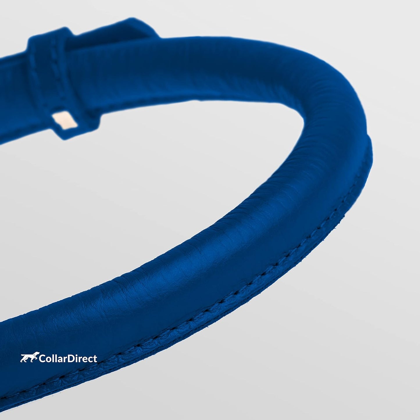 CollarDirect Rolled Leather Dog Collar, Soft Padded Round Puppy Collar, Handmade Genuine Leather Collar Dog Small Large Cat Collars 13 Colors (15-19 Inch, Deep Blue Textured)