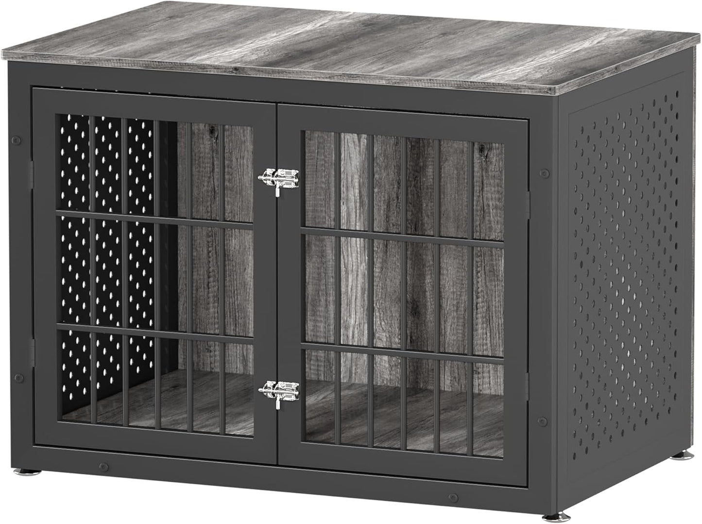38" Heavy Duty Dog Crate Furniture for Large and Medium Dogs,Wooden Metal Kennel for High Anxiety Dogs, Chew Proof Pet Cage Indoor, Decorative Dog Kennel End Table