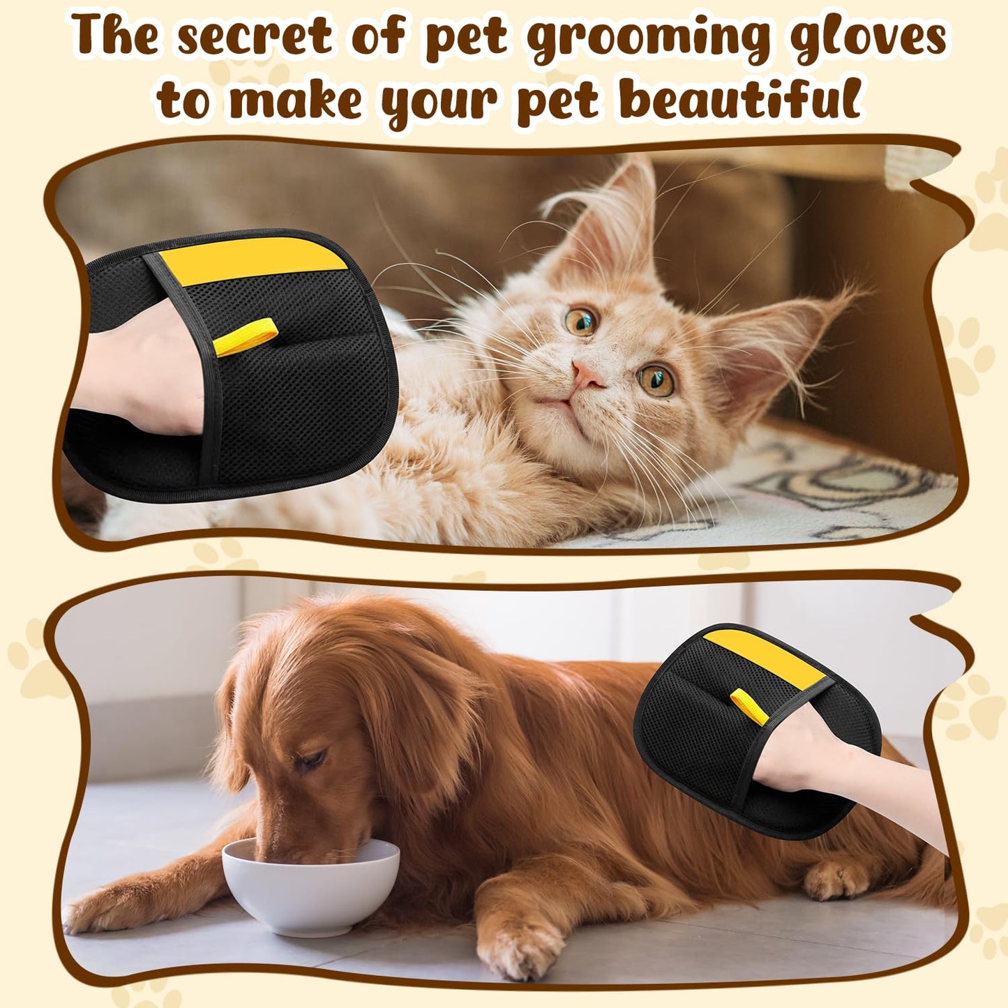 2PCS Pet Hair Remover Gloves, Electrostatic Pet Hair Removal Gloves for Cats & Dogs, Reusable Double Sided Pet Hair Remover,Versatile Grooming Gloves for Washing, Deshedding, Grooming