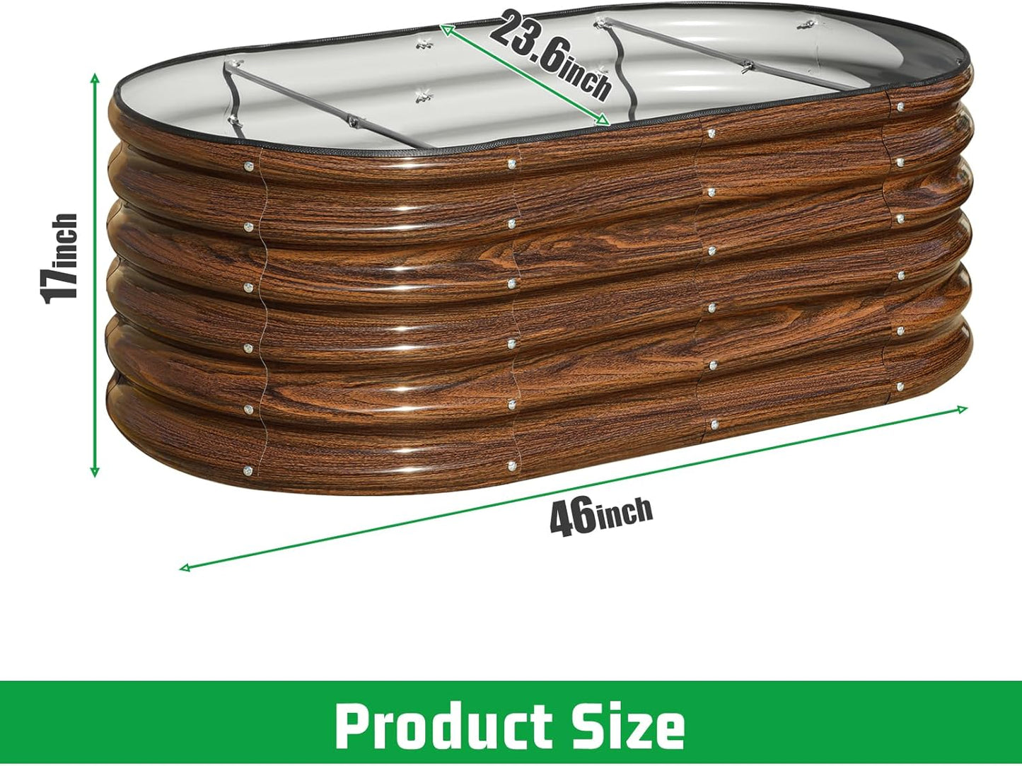 SnugNiture 4x2x1.5ft Raised Garden Bed Outdoor, 17" Tall Galvanized Metal Planter Box, Raised Garden Bed Kit for Planting Vegetables Plants Fruits, Brown