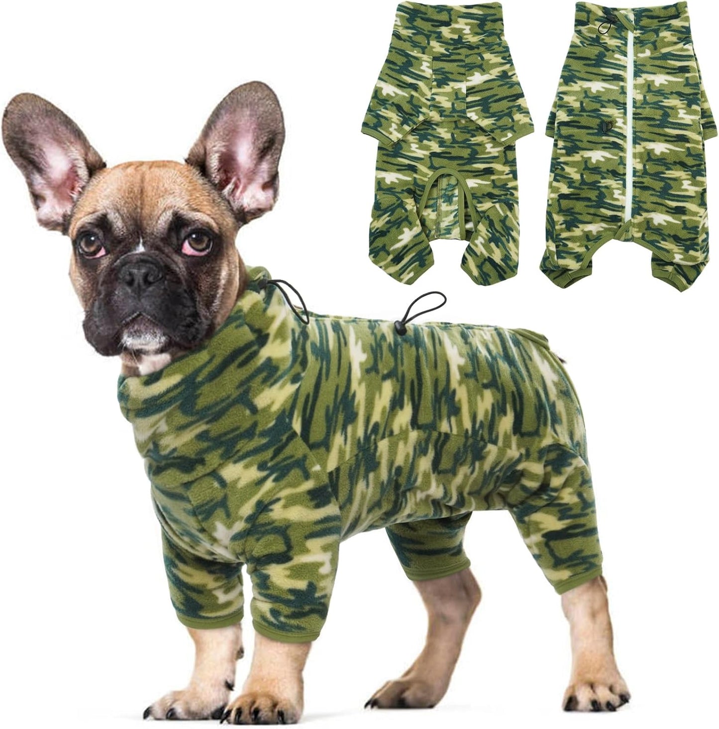 ROZKITCH Great Dane Clothes Dog Winter Coat Soft Fleece Pullover Pajamas, Pet Windproof Warm Cold Weather Jacket Vest with Luminous Zipper, Jumpsuit Apparel Outfit Clothes for Giant Dog Camo 3XL