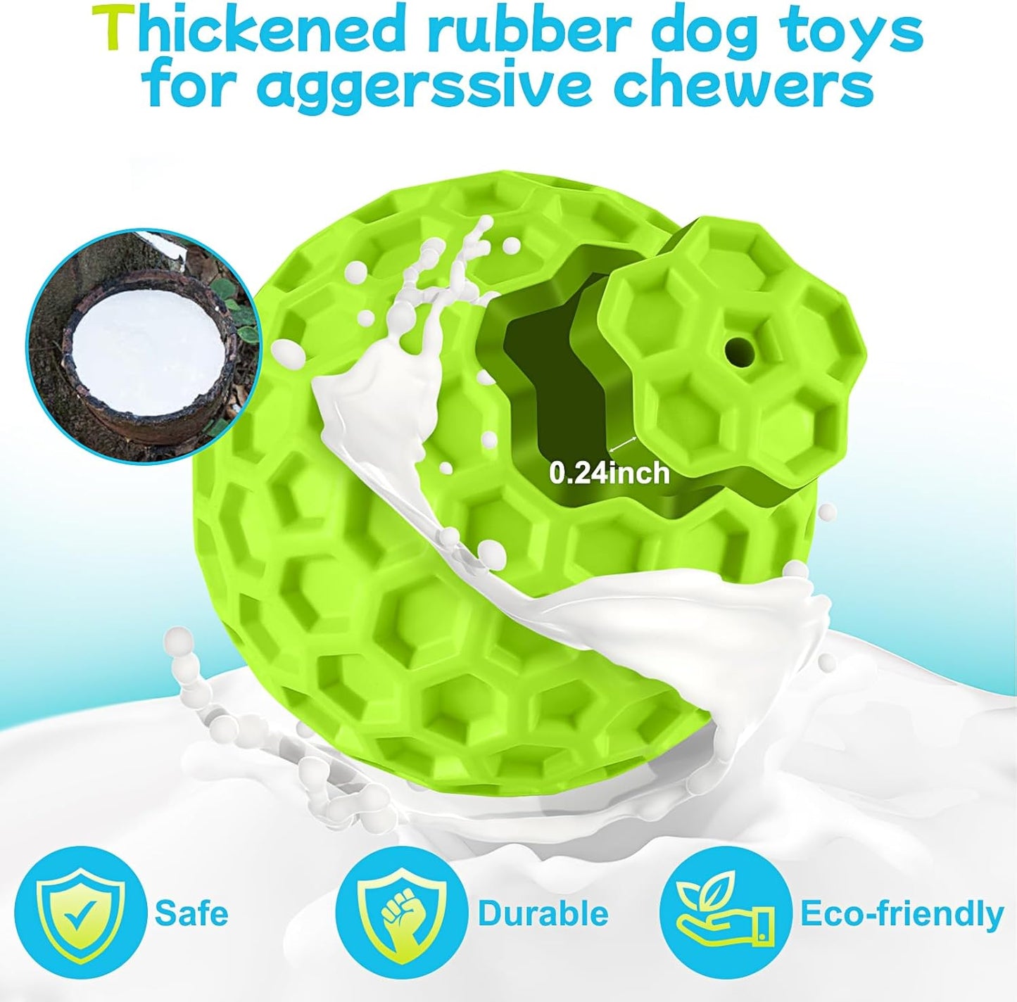 LUKITO Dog Chew Toys, Dog Toys for Aggressive Chewers Large Breed, Interactive Squeaky Balls, Tough Dog Toys with Natural Rubber for Large and Medium Small (3 Balls)