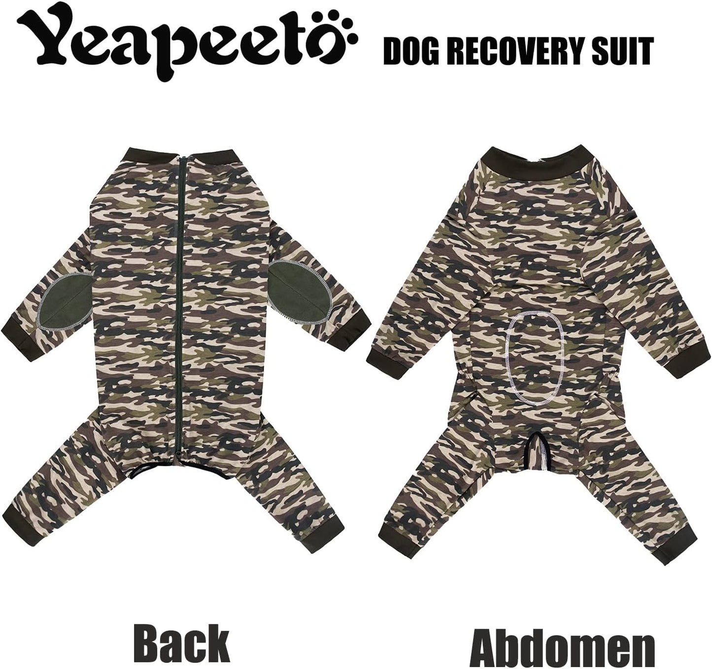 Yeapeeto Dog Onesie Surgery Recovery Suit for Large Medium Bodysuit Dogs Pajamas PJS Full Body for Shedding, Prevent Licking, Wound Protection, Cone Alternative (XL, Camo)