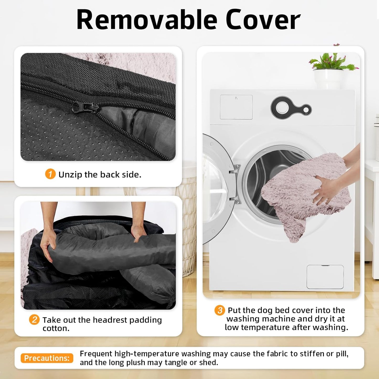 GGIB Calming Dog Bed Fluffy Plush Dog Mat for Furniture Protector with Removable Washable Cover for Large Medium Small Dogs and Cats (Large, Rust White)