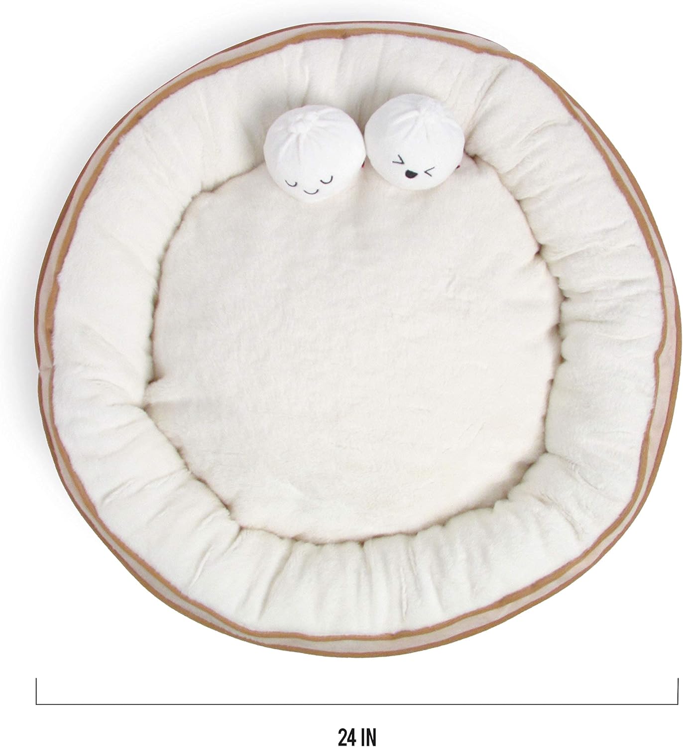 TONBO Soft Plush Small Cute and Cozy Food Dog Cat Bed, Washer and Dryer Friendly (Dim Sum)
