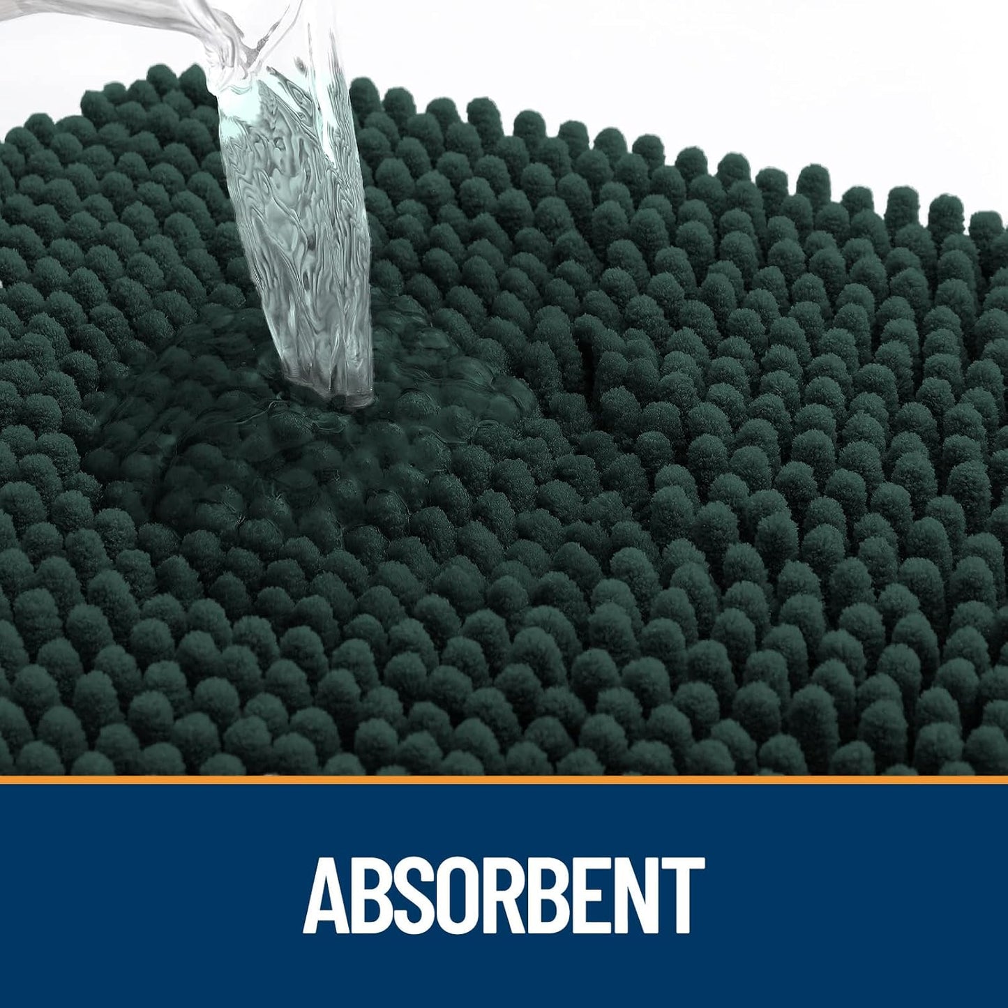 OLANLY Dog Door Mat for Muddy Paws 59x24, Absorbs Moisture and Dirt, Absorbent Non-Slip Washable Doormat, Quick Dry Chenille Mud Mat, Entry Indoor Entryway Carpet for Inside Floor, Blackish Green