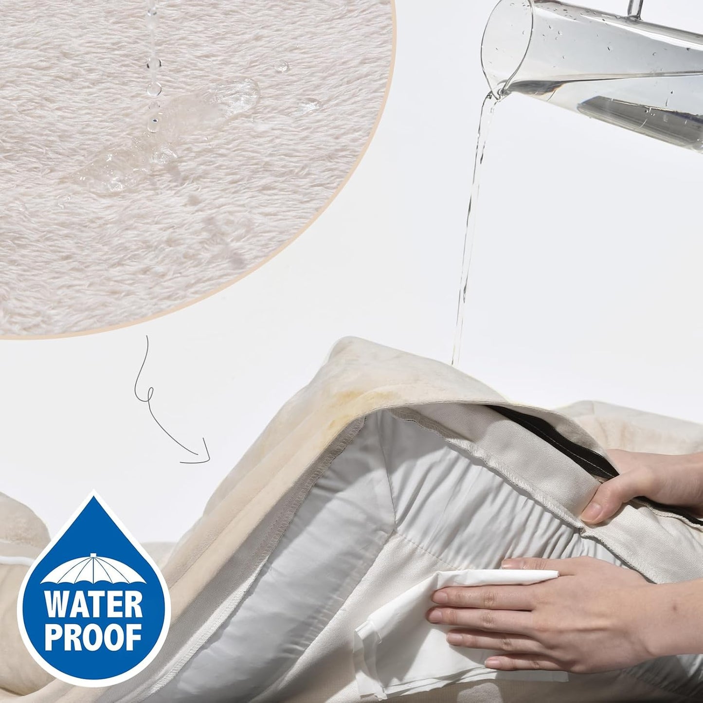 Comfort Expression Small Dog Beds Waterproof Orthopedic Foam Dog Sofa Beds for Small Dogs Comfy Pet Bed with Washable Removable Cover & Non-Slip Bottom(X-Small,Beige)