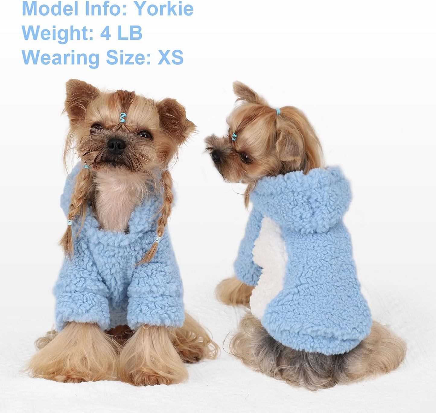 YIKEYO Dog Hoodie Pet Clothes Sweater with Hat Soft and Warm Cold Weather for Small Patchwork Hood(Blue, XS)