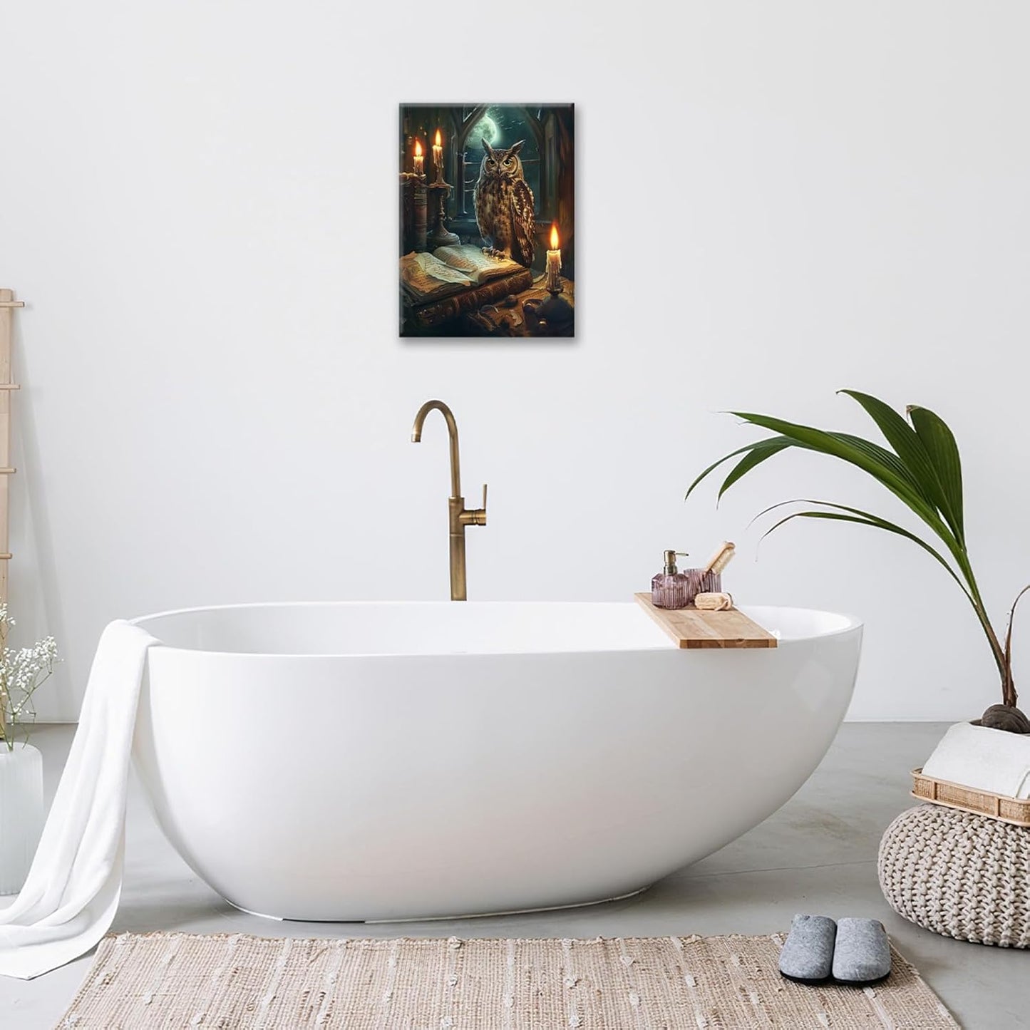 Owl Book Wall Art Vintage Canvas Wall Decor Prints Framed Painting Owls Pictures Gifts Artwork for Bathroom Living Dining Bedroom 16"x20"