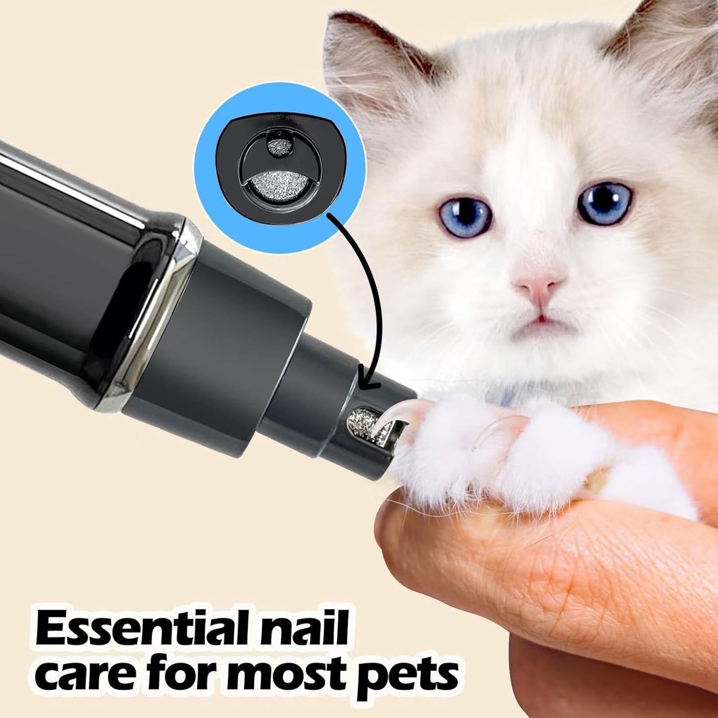 Dog Clippers Grooming Kit - Low Noise, Cordless Electric Trimmer with Nail Grinder for Dogs & Cats, 4 in 1 Rechargeable Clippers for Paws, Ears, Face and Matted Hair (Black)