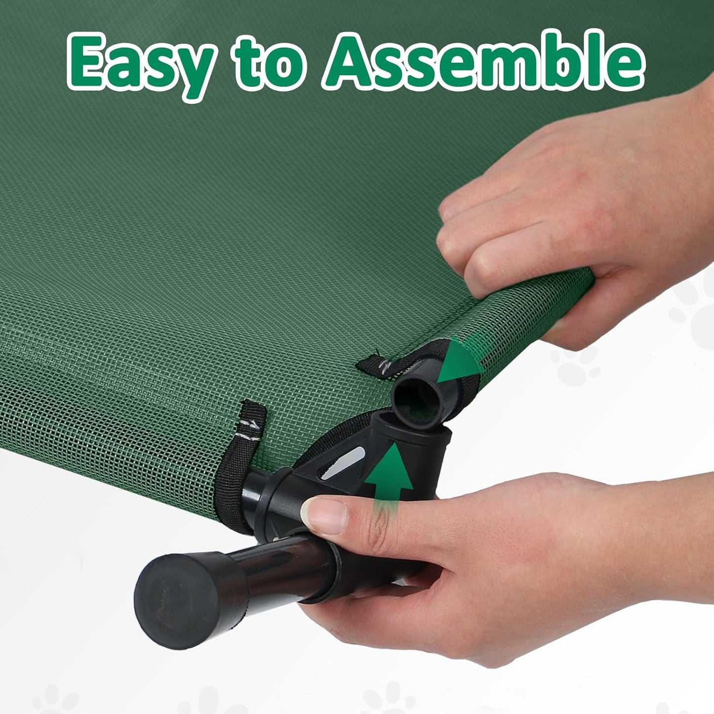 35 Inch Cooling Medium Elevated Outdoor Dog Bed, Raised Dog Cot Beds with Breathable & Washable Mesh, Lifted Pet Hammock Bed with Anti-Slip Feet (M, Green)