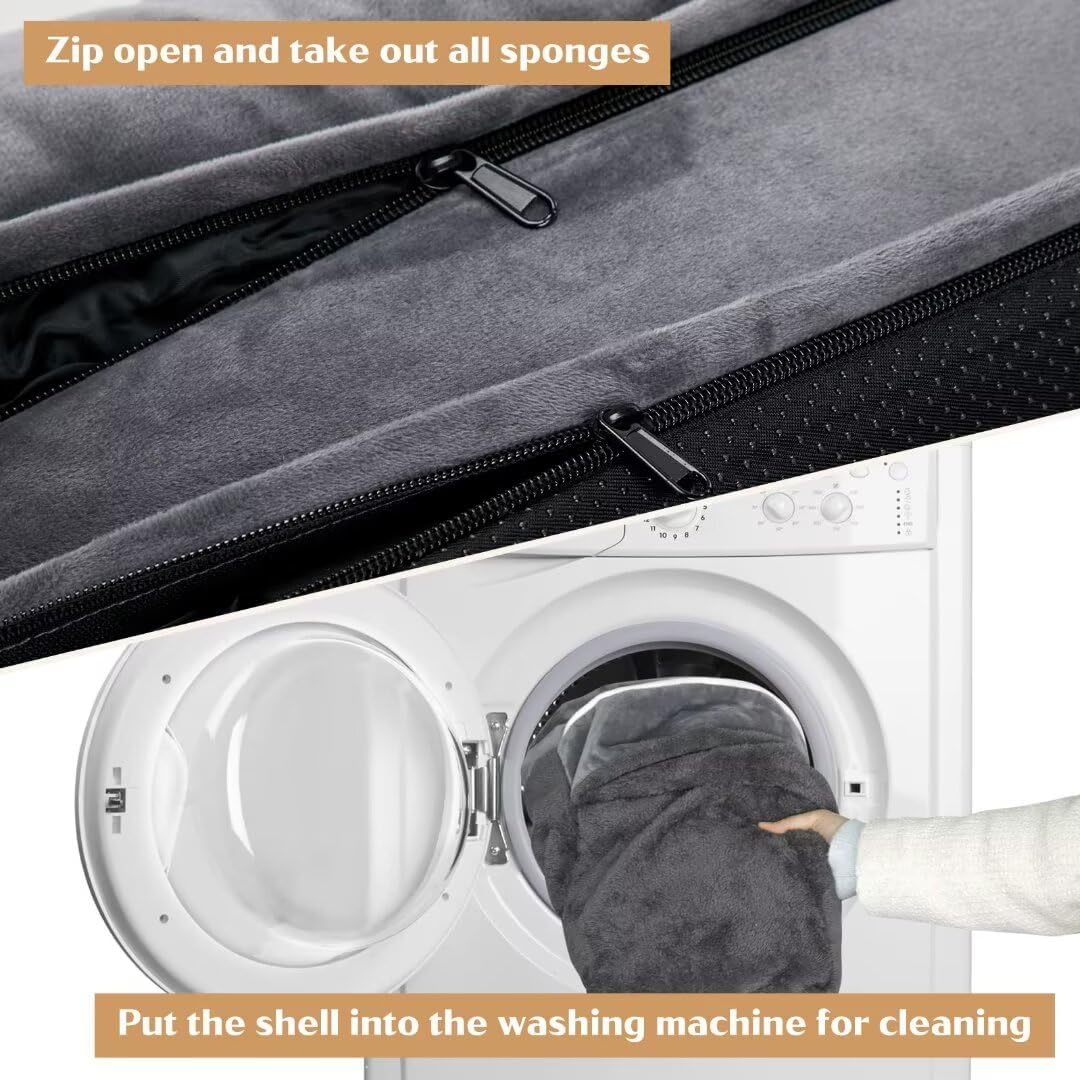 Comfort Expression Cooling Dog Bed for Large Dogs, Memory Foam Orthopedic Dogs Beds, Waterproof Washable Dog Beds with Removable Cover, Pet Bed Sofa with Bolster(Large,Leaden Grey)