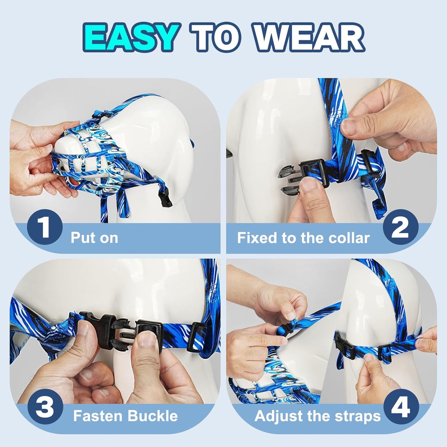 Basket Muzzle to Prevent Biting, Dog Muzzle for Large Medium Small Dogs Allows Panting Drinking Anti Chewing, Perfect for Grooming Trimming Training and Aggressive Reactive Dogs (Blue, Size 4)