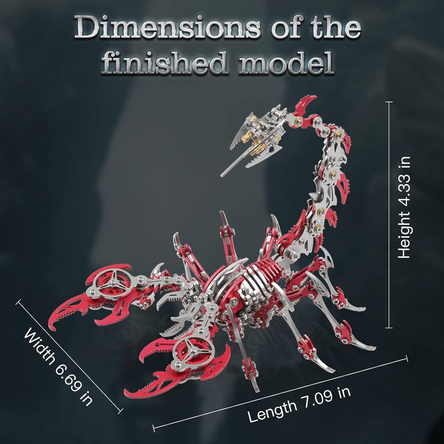 Scorpion 3D Metal Puzzles Kits for Adults Teens – 454 Pcs – Mechanical Assembly Models – 4 Hours to Build – Ideal for Gifts and Decorations (Red)