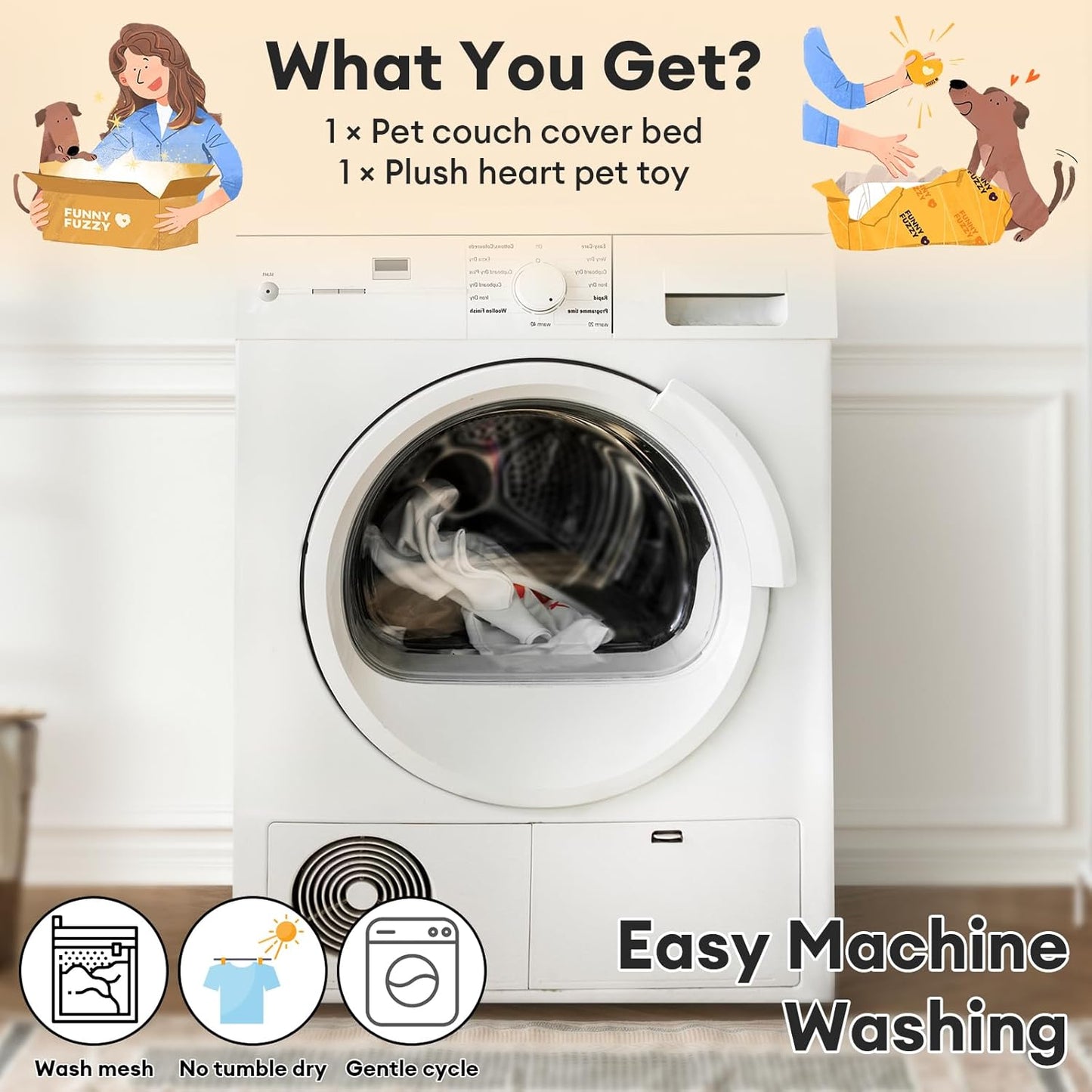 FUNNY FUZZY Pet Fluffy Fuzzy Couch Cover, Calming Washable Dog Bed Sofa Protector Pets Mat for Small Dogs and Cats (Tie-dye Grey,27.56 × 24.02 × 5.51 in)