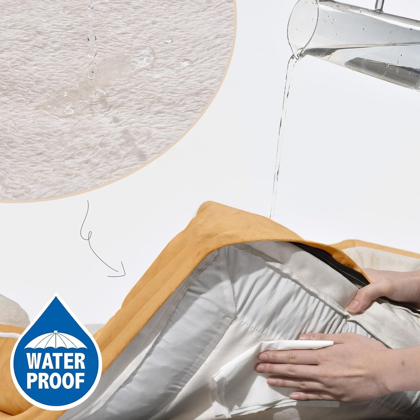 Comfort Expression Small Dog Beds Waterproof Cat Beds Orthopedic Foam Sofa Beds for Small Dogs Comfy Pet Bed with Washable Removable Cover & Non-Slip Bottom(XX-Small,Khaki)