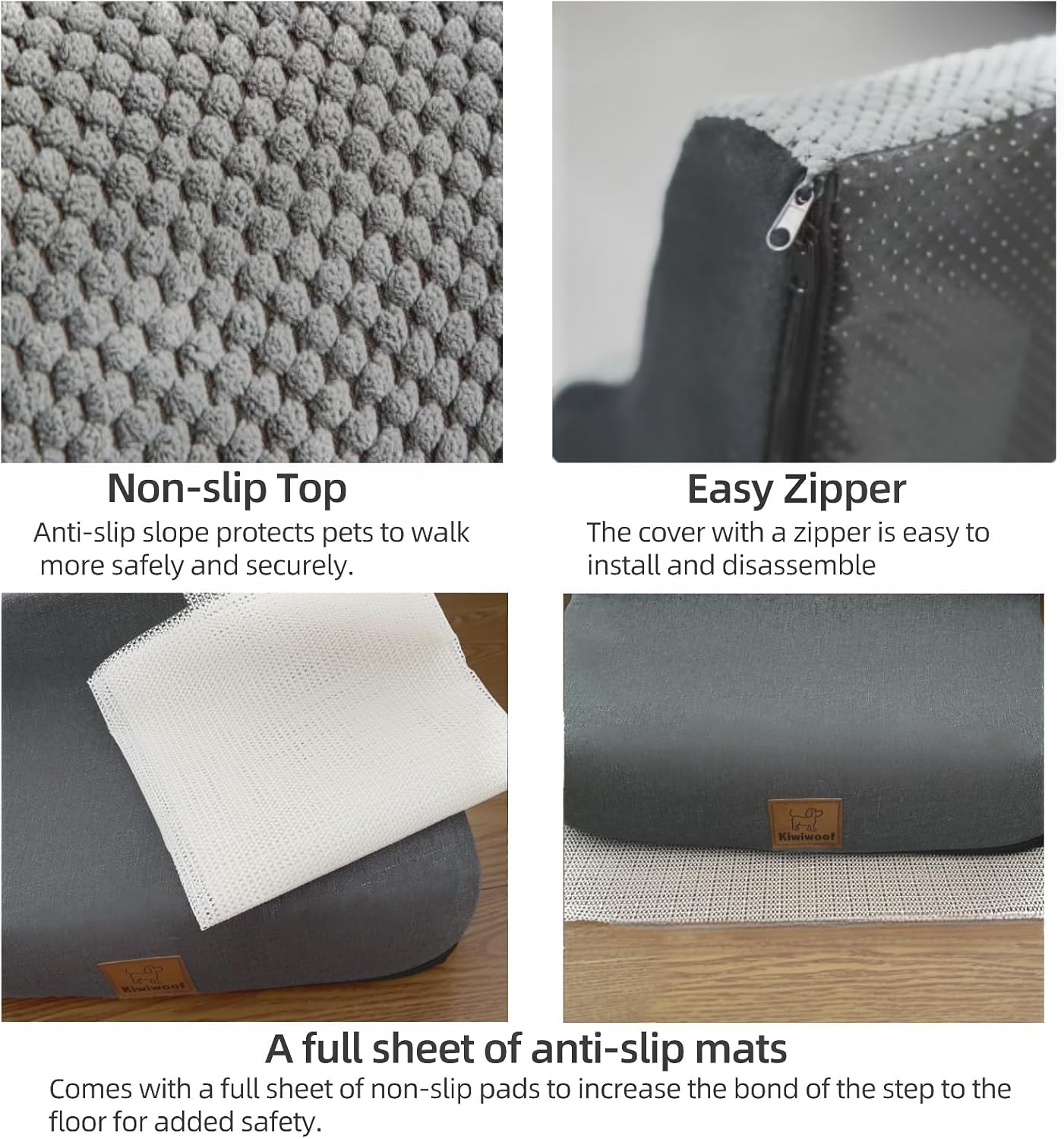 6 Step Pet Stairs Ramp for High Beds Sofas 18-36 Inch, Non-Slip Dog Stairs for Small Old Medium Large XL Dogs Cats, Sturdy 75 Pounds 33D Foam Balanced 6-Tier Ladder with Machine Washable Cover