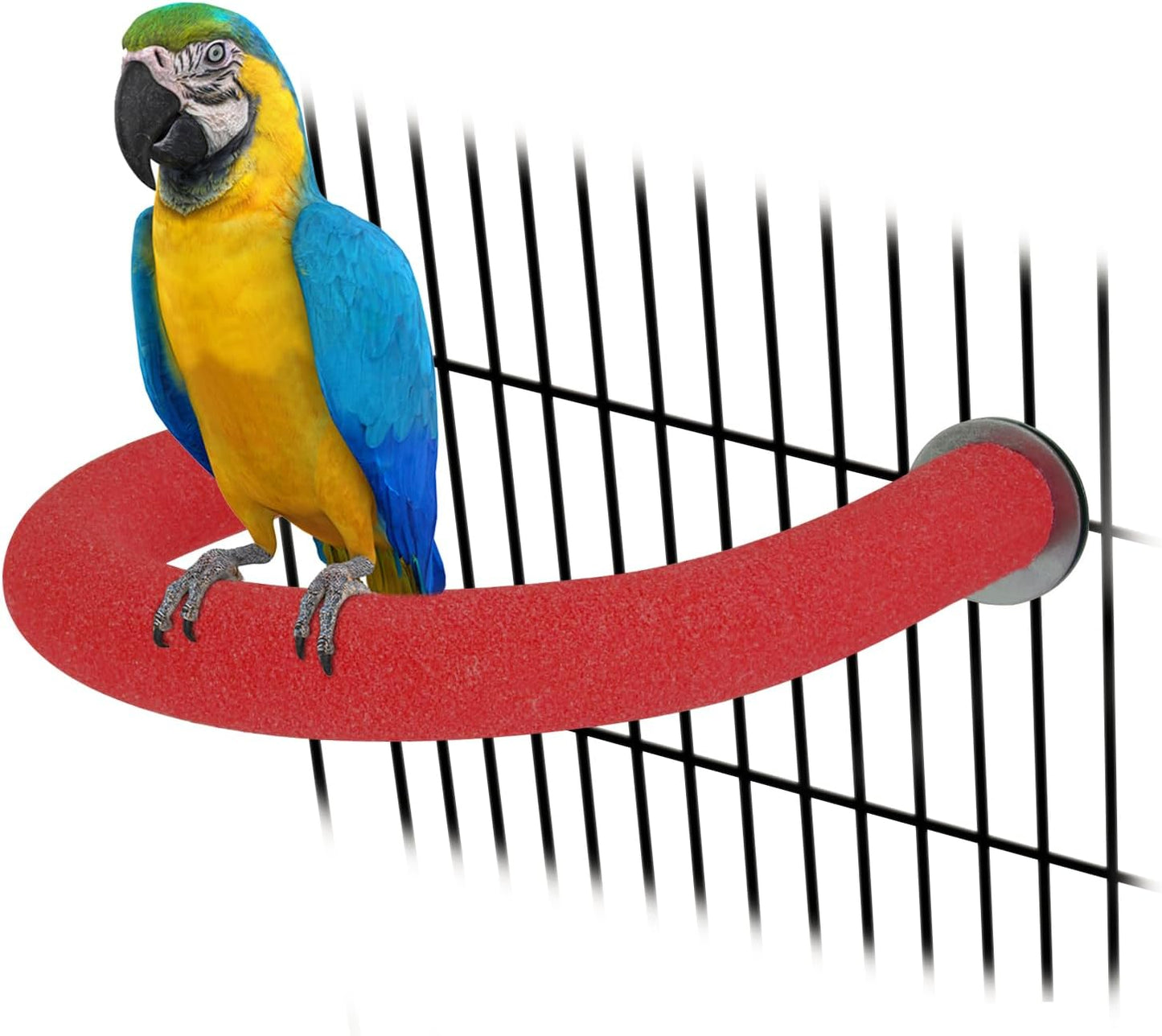 Rypet U Shape Parrot Perch Stand Toy for Paw Grinding Clean Stick Exercise, Rough-Surfaced Quartz Bird Perch Standing Cage Accessories for for Small Parakeets Cockatiels Conures Macaws Finches(Red)