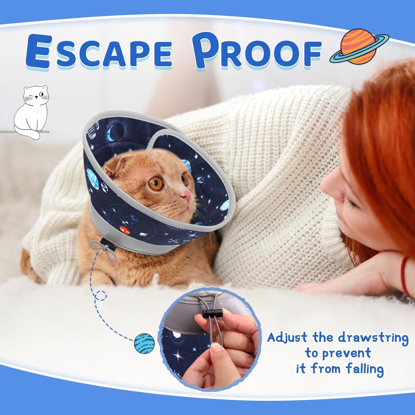 Cat Cone Collar Soft to Stop Licking, Adjustable, Foldable Lightweight Kitten Cones After Surgery Recovery for Cats & Kittens, Cat Cone Alternative (Grey, S)