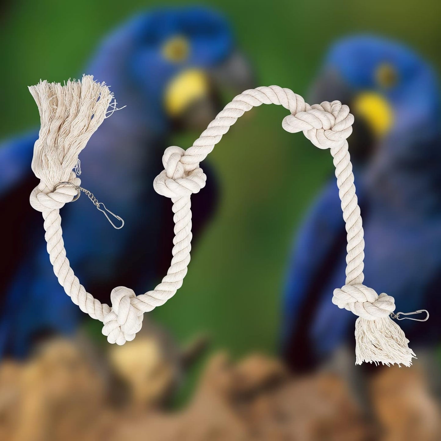 78.7 Inches Cotton Climbing Rope Toy, Lengthen and Bold Bird Ladder Bridge, Swing Toys, Pet Cage Accessories for Parakeets, Cockatiels, Macaw, African Grey Parrot