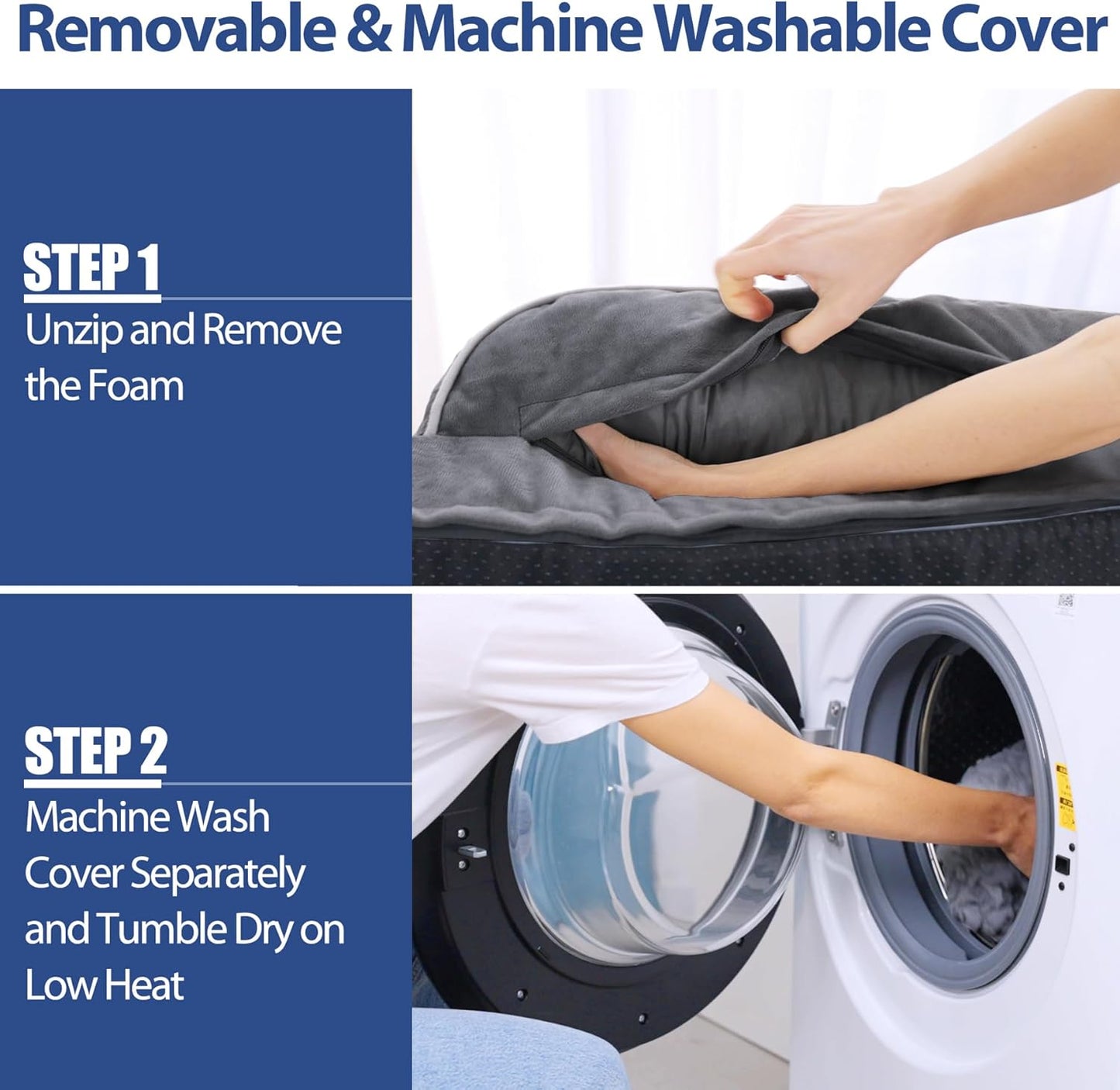 Orthopedic Dog Beds for Extra Large Dogs, Memory Foam Dog Couch Beds with Comfy Bolster, Waterproof Dogs Beds XLarge, Removable Washable Cover and Nonskid Bottom (X-Large, Dark Grey)