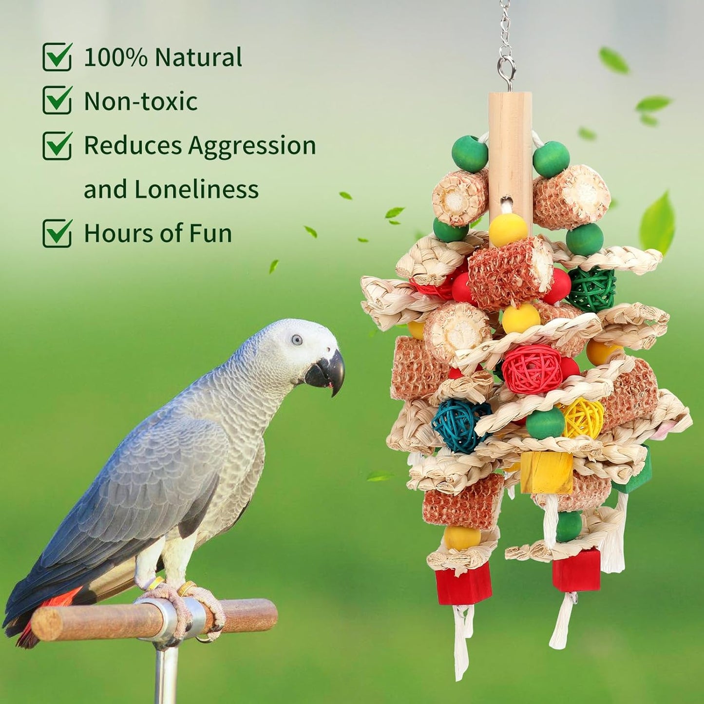 Rypet Wood Bird Chewing Toys for Cage Wall, Wooden Bird Cage Toy for Helping to Trim Beak, Birds Toys Parrot Toy for African Grey Parrots Cockatoos Amazon Parrot and Other Small to Medium Parrots