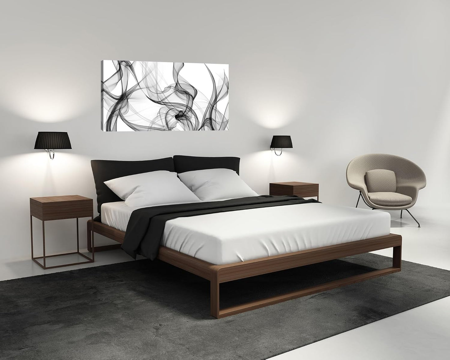 XXMWallArt FC3875 Abstract Wall Art Light Streak Black and White Abstract Line Canvas Wall Art for Living Room Bedroom Bathroom Office Wall Decor