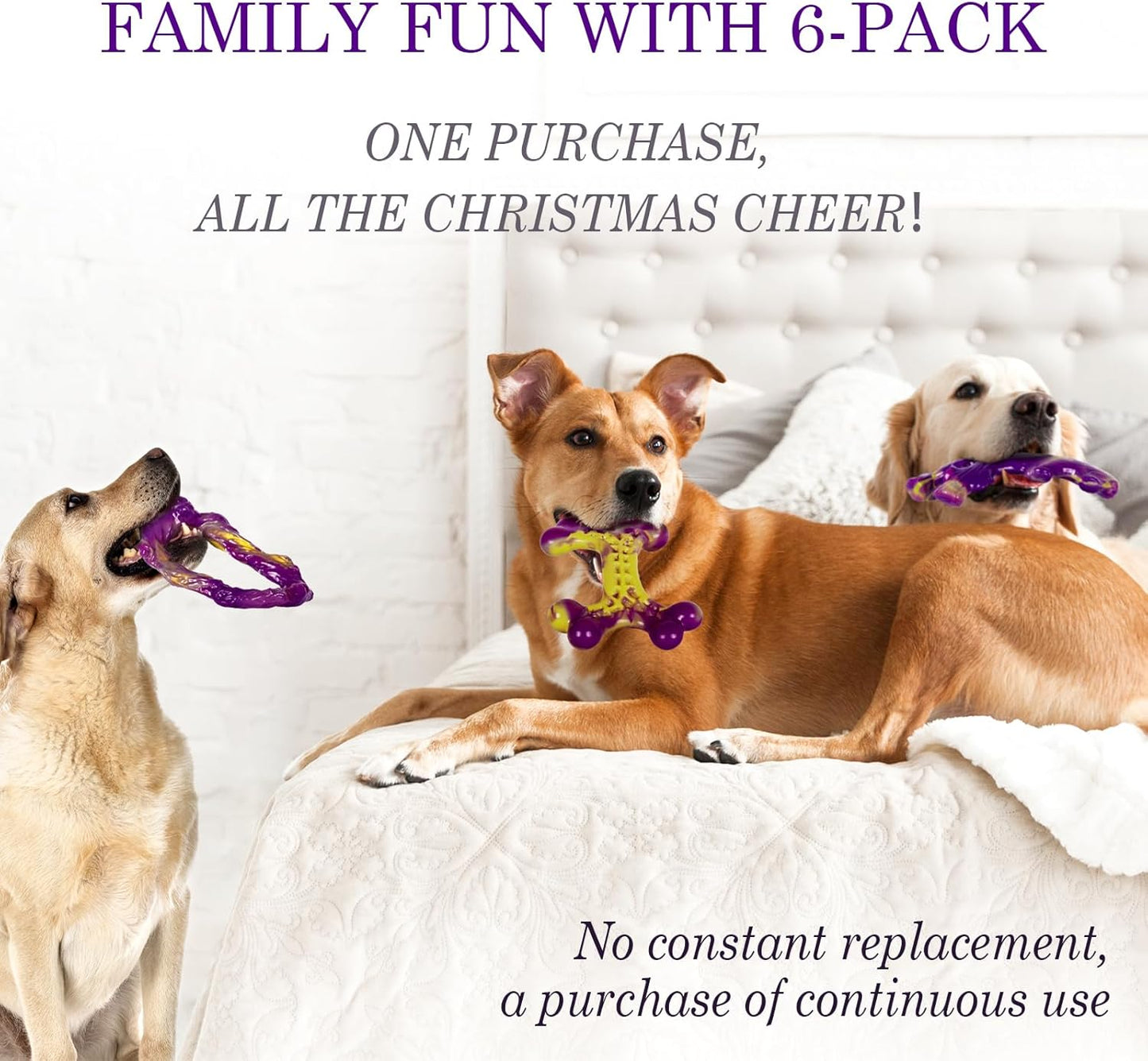 6-Pack Dog Toys for Aggressive Chewers: Dog Toy for Aggressive Chewer Large Breed, Dog Toy to Keep Them Busy, Dog, Bacon Flavor