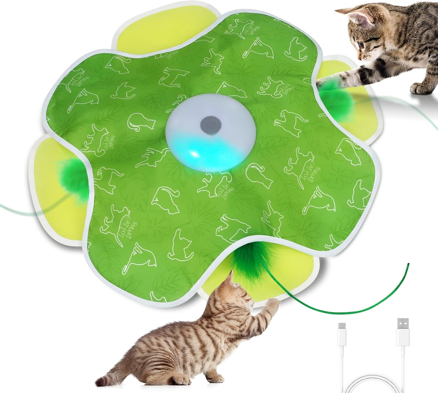 Interactive Cat Toys, Motion Activated, Moving Feather, Real Mouse Squeaky, Hide and Seek Cat Toys for Indoor Cats