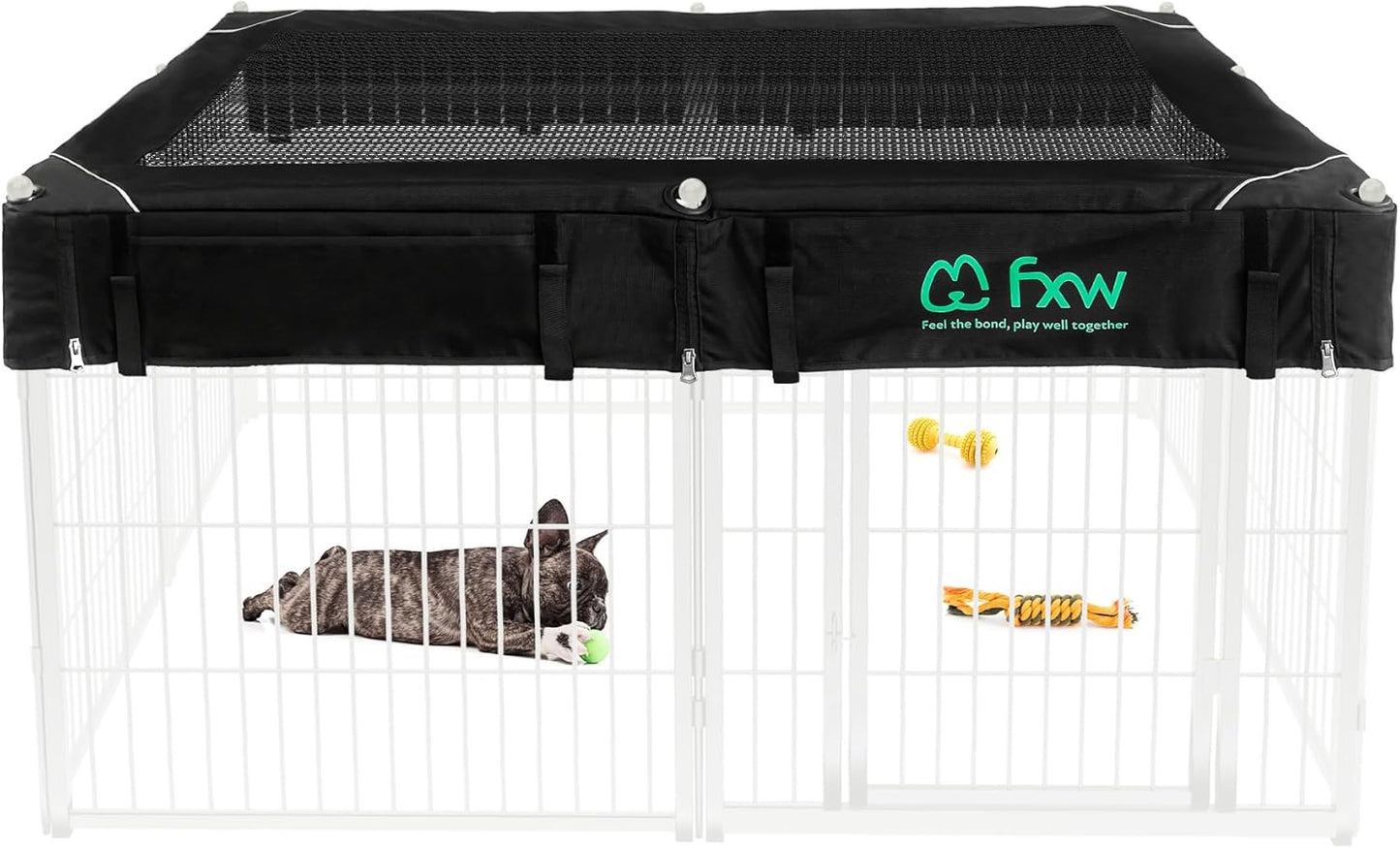 FXW Homeplus Unleashed Indoor Dog Playpen - Stress-Free and Safe Play, Heavy Duty 24 Inch 8 Wire Panels with Playpen Cover for Puppy and Small Dogs, White│Patented