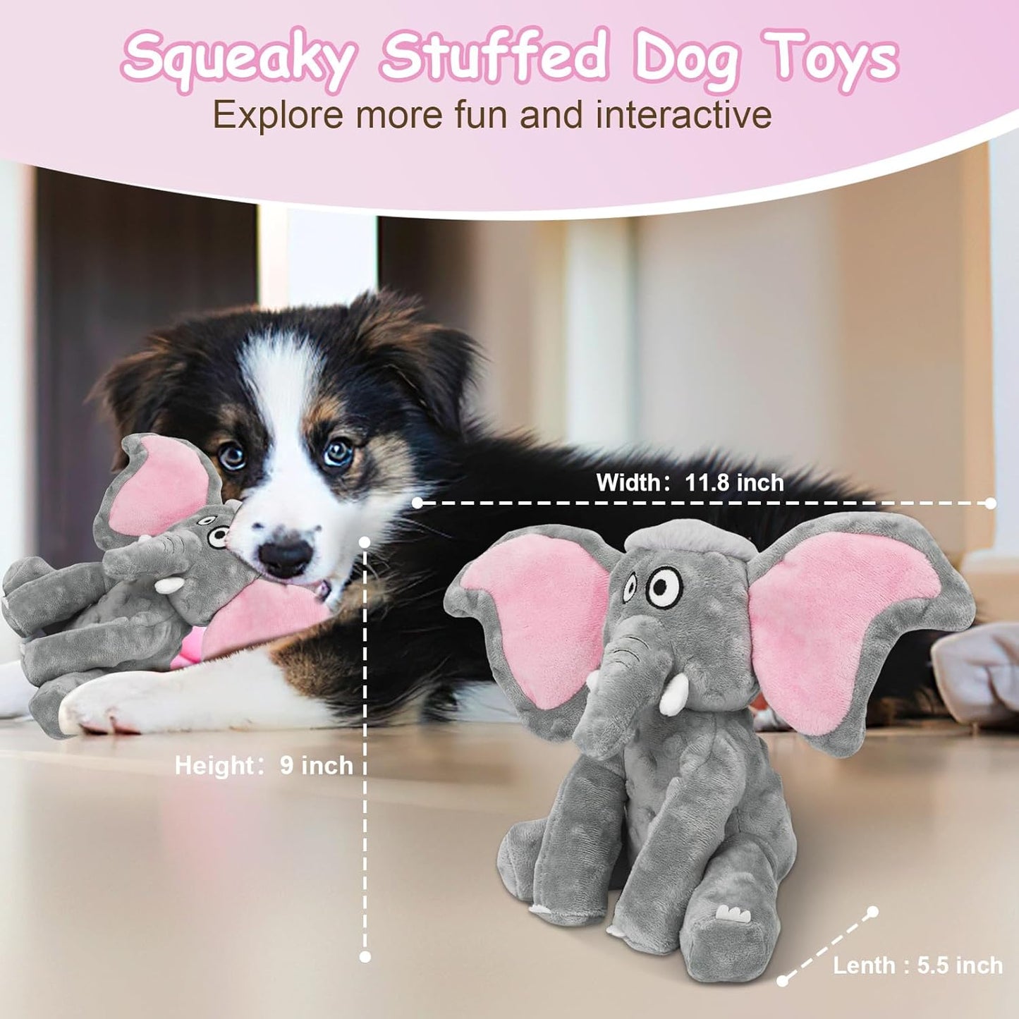 Plush Large Dog Toys with Squeaker and Crinkle Paper, Interactive Puppy Chew and Teeth Cleaning Toy, Pet Toys for Small, Medium and Large Dogs