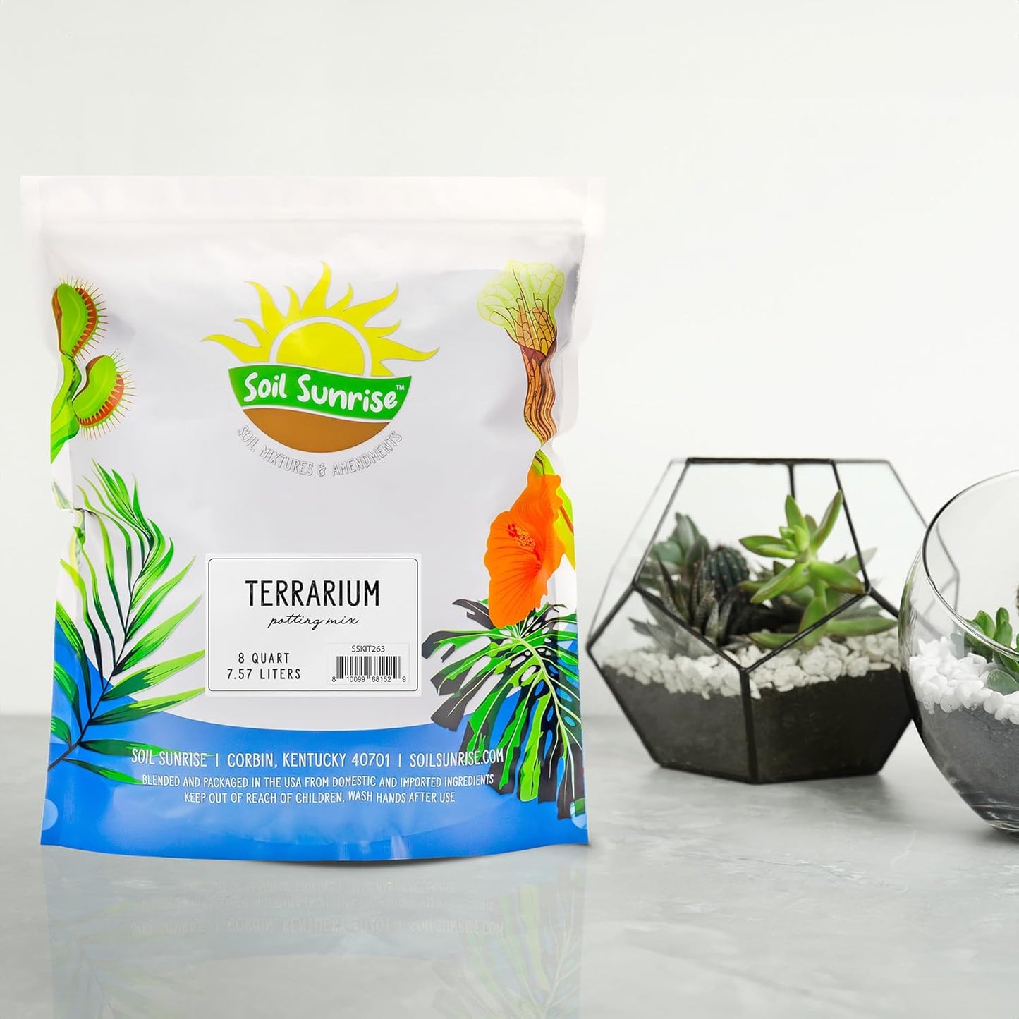 Terrarium Potting Soil Mix (8 Quarts), w/Blended Filtering Charcoal Custom Made for Terrariums
