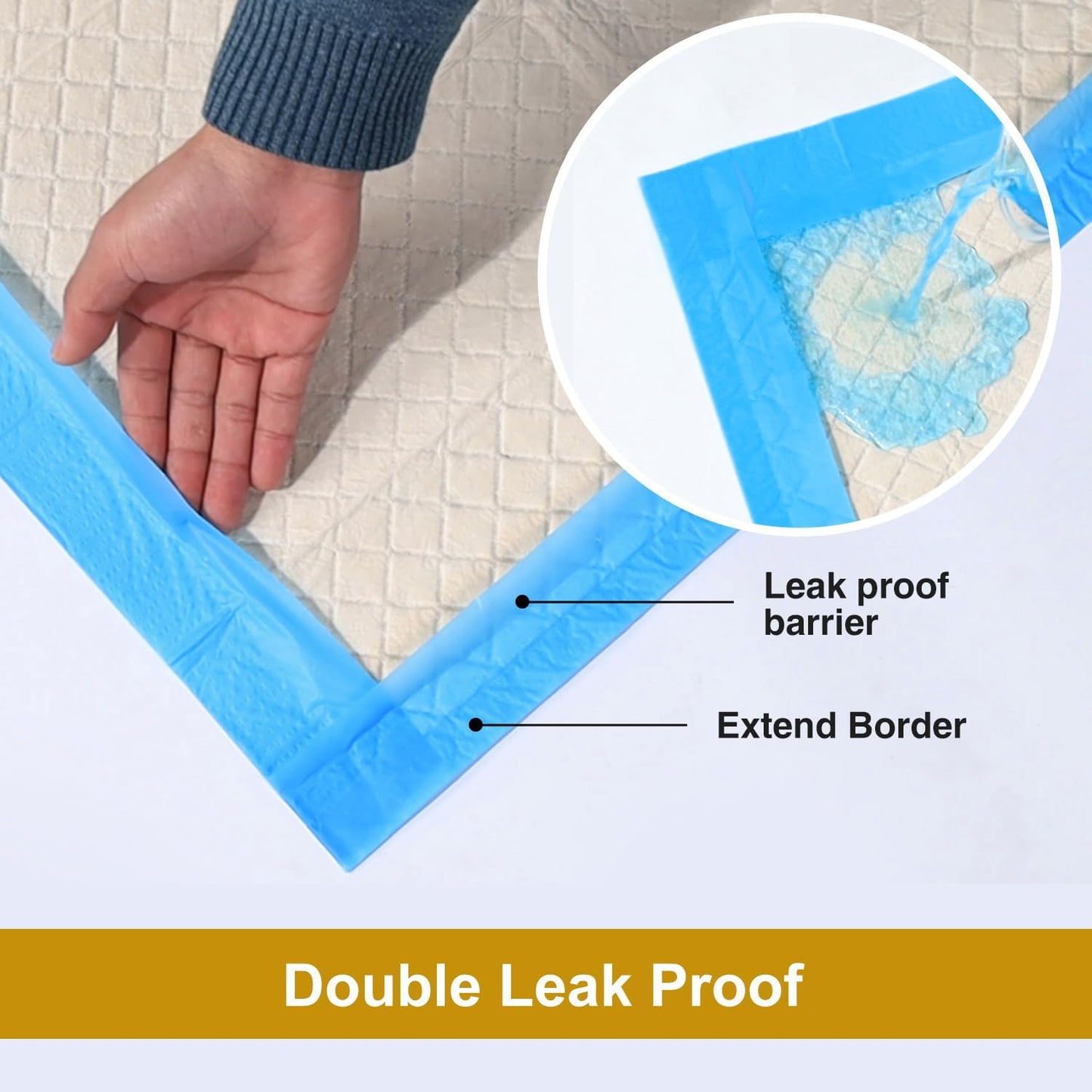 Gardner Pet Ultra Absorbent Thicker Dog Pee Pads Rugular 22"x22" Leak-Proof Odor-Control Small Blue Puppy Training Pads Full Edge-Wrapping Pad for Dogs Dogs, Puppies, Doggie, Cats, Rabbits - 50 Ct