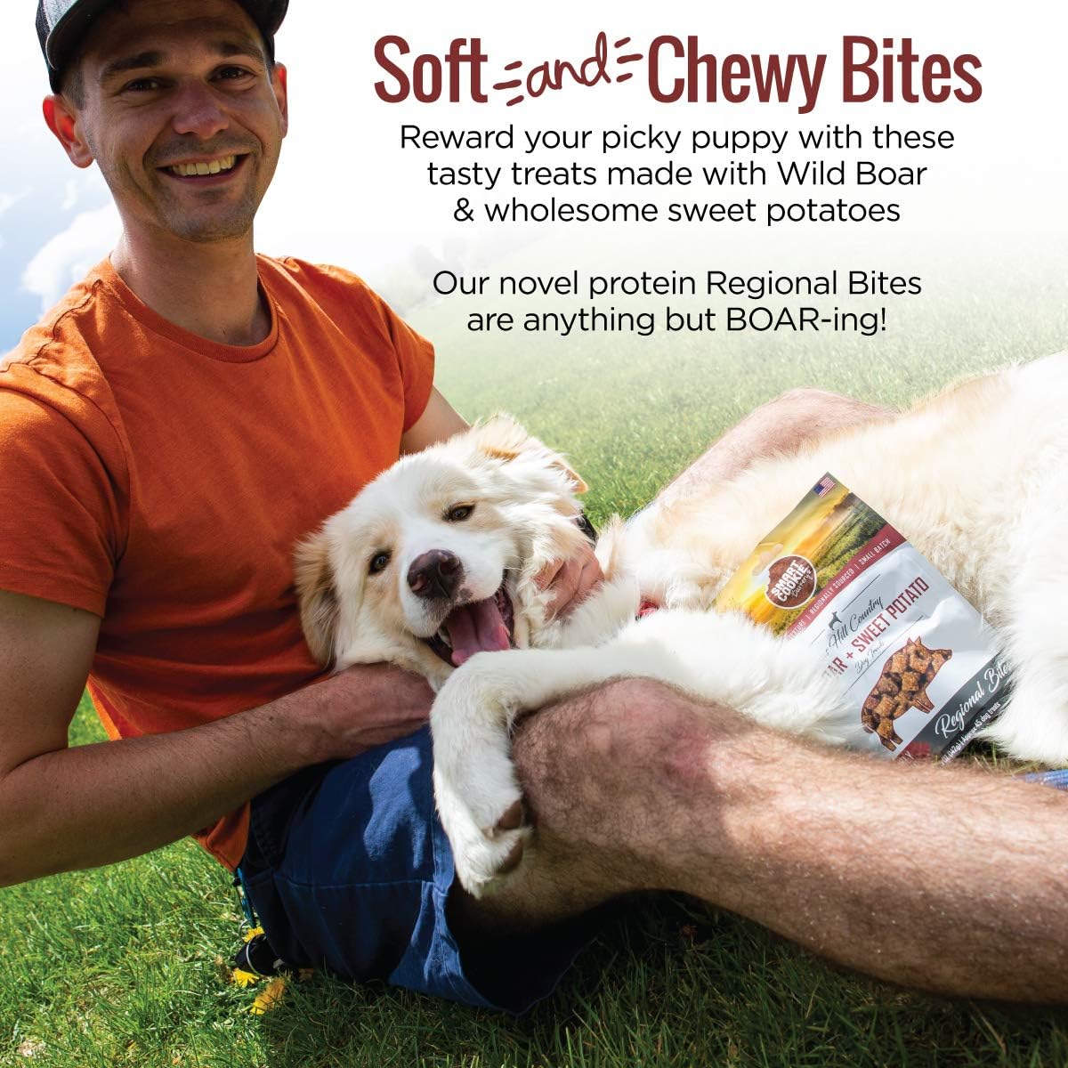 Smart Cookie All Natural Dog Treats - Wild Boar & Sweet Potato - Training Treats for Dogs with Allergies, Sensitive Stomachs - Soft Dog Treats, Chewy, Grain Free, Made in USA - 5oz Bag, Pack of 3