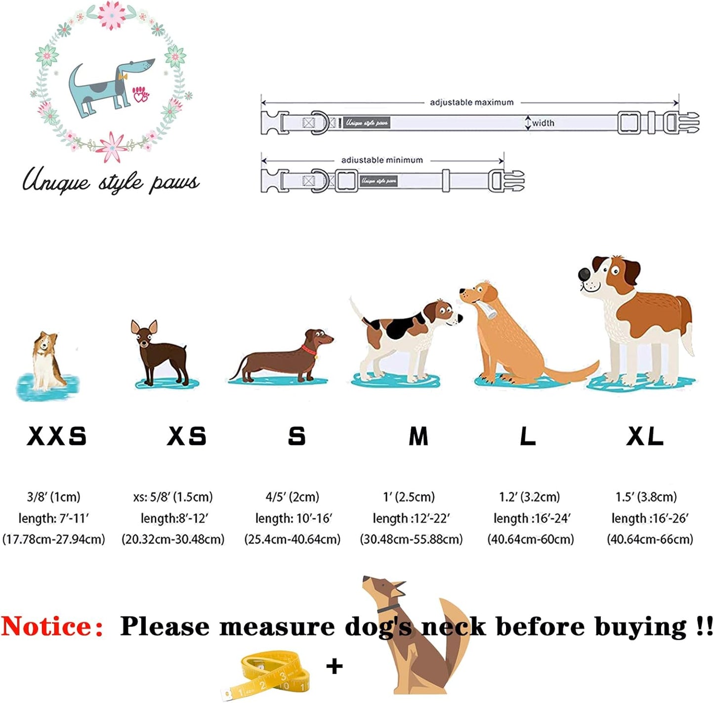 Unique style paws Fall Dog Collar with Bow, Puppy Collar Pet Gift Adjustable Dog Collar Soft and Comfy Bowtie Collars for Large Girl or Boy Dogs