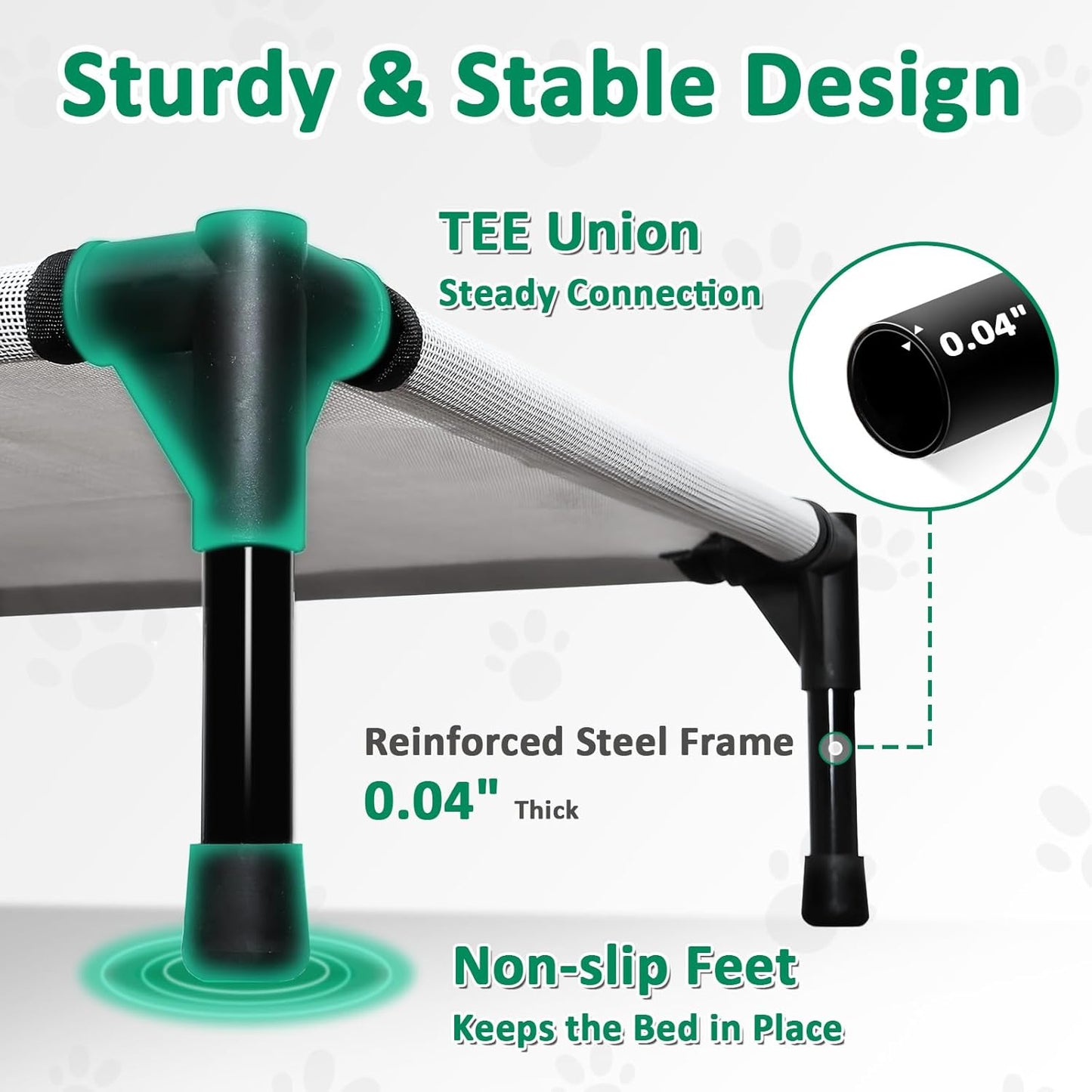 Elevated Dog Cots Beds for Large Dogs, Raised Outdoor Dog Bed with Frame, Lifted Pet Hammock Beds with Breathable Mesh, Non Slip, Easy to Clean, Grey