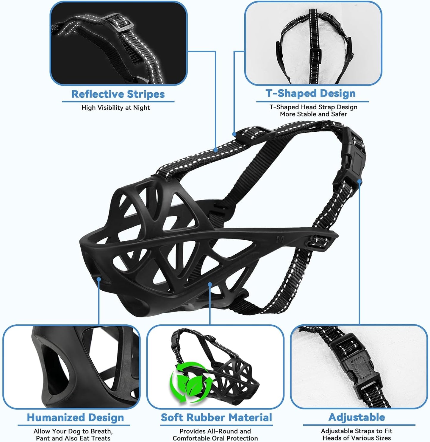 Dog Muzzle for Large Dogs, Medium and X-Large Aggressive Dog, Breathable Basket Muzzles, Suitable for Grooming Trimming Training, Allows Panting Drinking (Black, S)