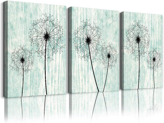 light green background Dandelion Canvas Wall Art Paintings for Living Room Canvas Print Wall Artworks Bedroom Decoration, 3 piece Framed office kitchen bathroom Wall decor posters Home Decorations