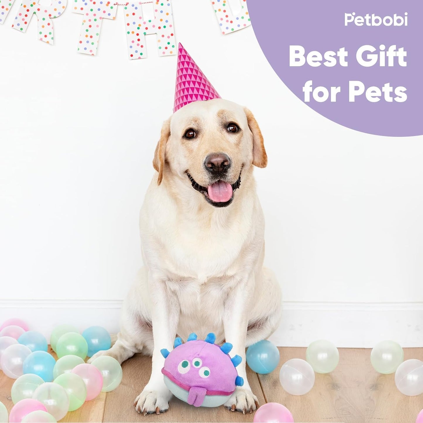 Petbobi Interactive Dog Toys for Boredom - Moving Dog Toy for Stimulating Play, Pet Plush Squeaky Ball for Small Medium Breeds with 4 Batteries, Jolly Jelly Bobby