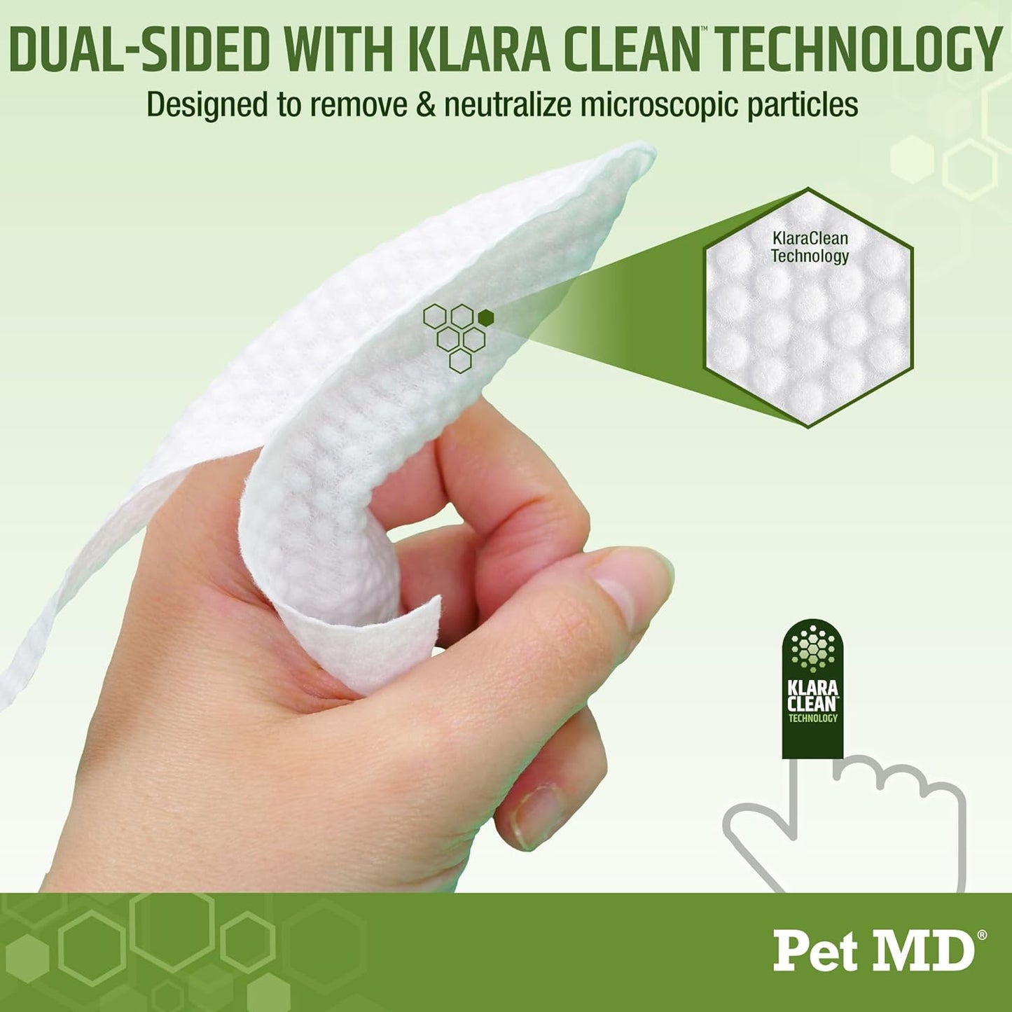Pet MD Ear Finger Wipes for Dogs - Extra-Coverage and Large Design - with Eucalyptus and Aloe Vera for Dogs - Pet Ear Cleaning Finger Wipes & Puppy Ear Cleaner - 50ct