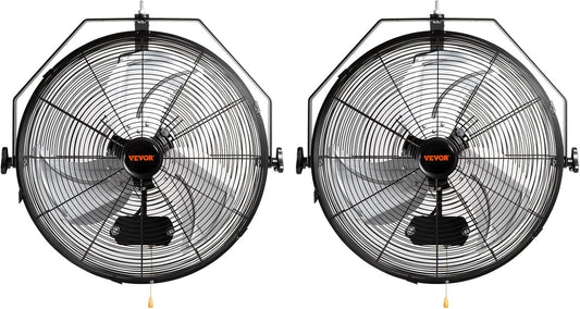 VEVOR Wall Mount Fan, 2 PCS 18 inch Waterproof, 3-speed High Velocity Max. 4000 CFM Industrial Wall Fan for Indoor, Commercial, Residential, Warehouse, Greenhouse, Workshop, Basement, Garage,Black