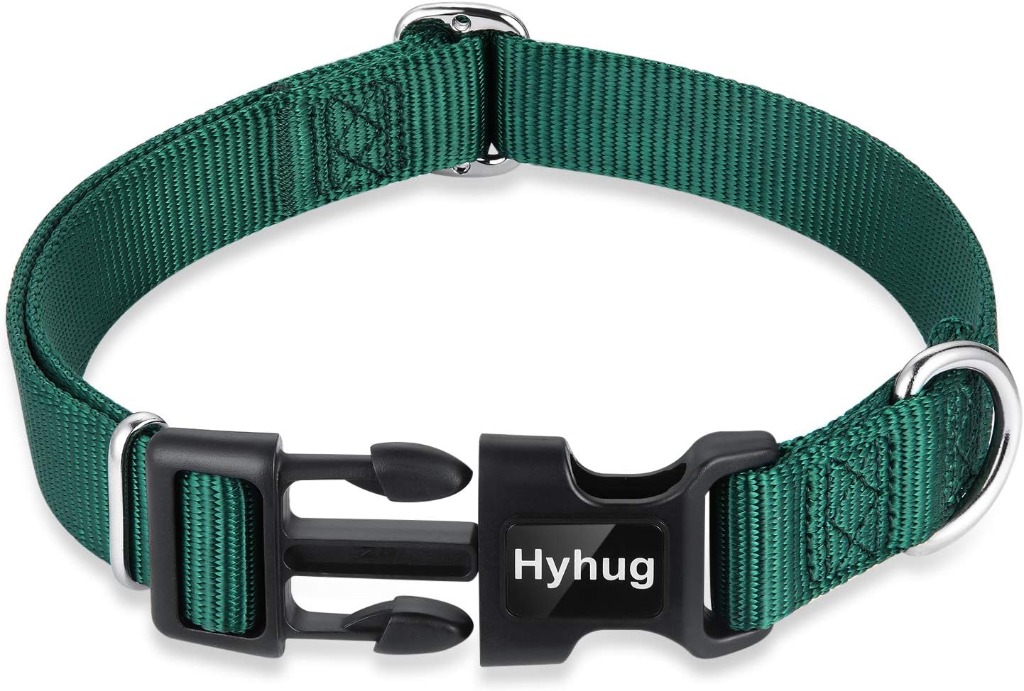 Hyhug Small Dog Collar Quick-Release Green| Heavy-Duty Nylon Puppy Collar, Adjustable & Durable Pet Supplies for Boy & Girl Dogs (Small, Dark Green)
