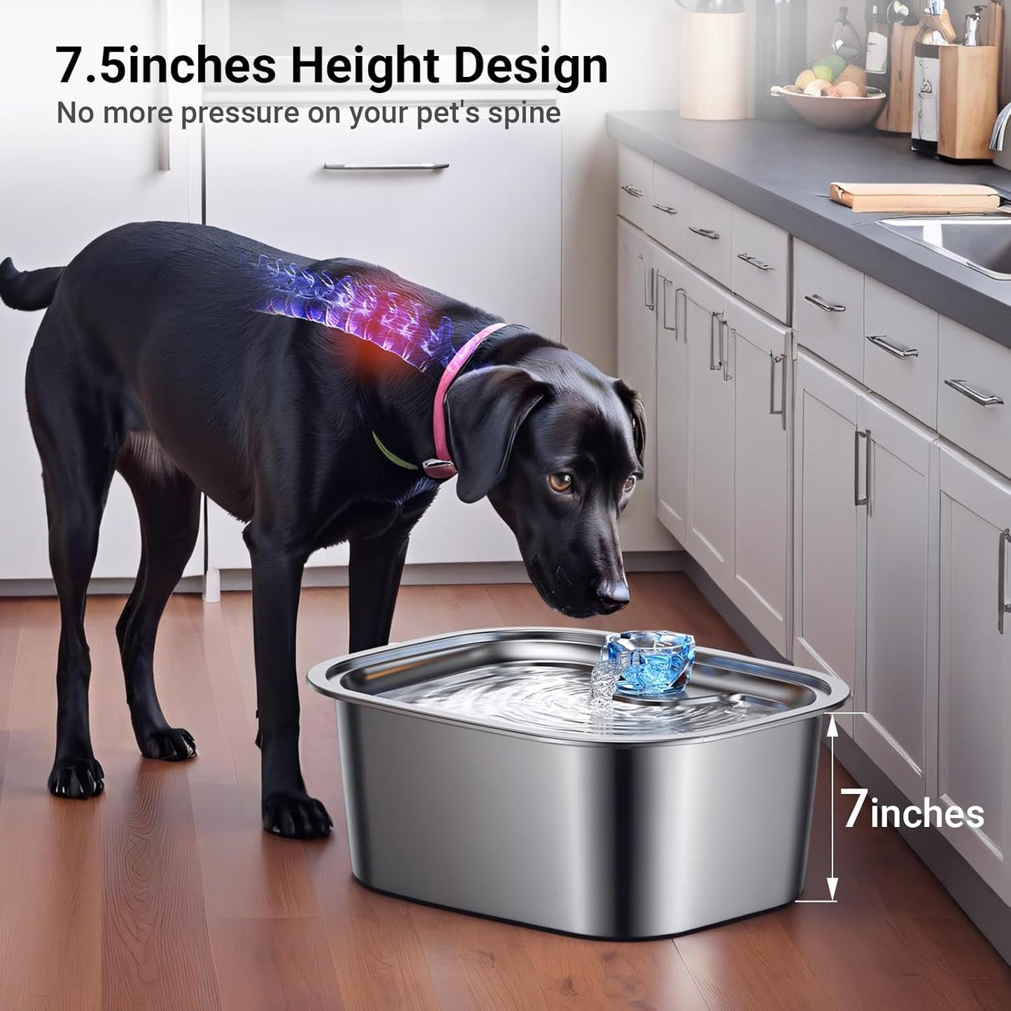 Stainless Steel Dog Water Fountain,3 Gallon Large Pet Water Fountains for Dogs and Cats, 11L /386oz Dog Water Bowl Dispenser w/Filter Drinking Bowls Indoor, Cat Founatin Quiet Pump, Easy to Use