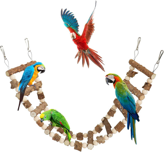 Bird Parrot Ladder Bridge Toy, Bird Swing Toy, Natural Pepper Wood Hanging Pet Chewing Toy, Rat Hamster Climbing Toys, Bird Cage Accessories, Suitable for Bird Parrot Rat Squirrel Sugar Gliders