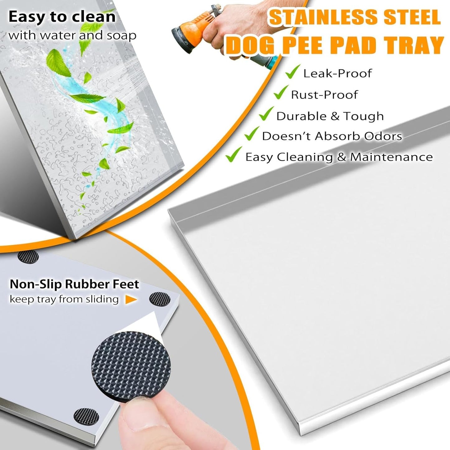 Dog Grass Pad with Tray with Stainless Steel，Reusable Large Artificial Turf Grass Potty and Puppy Pee Pads for Dogs, Portable Dog Litter Box for Indoor/Outdoor Potty Training Toilet