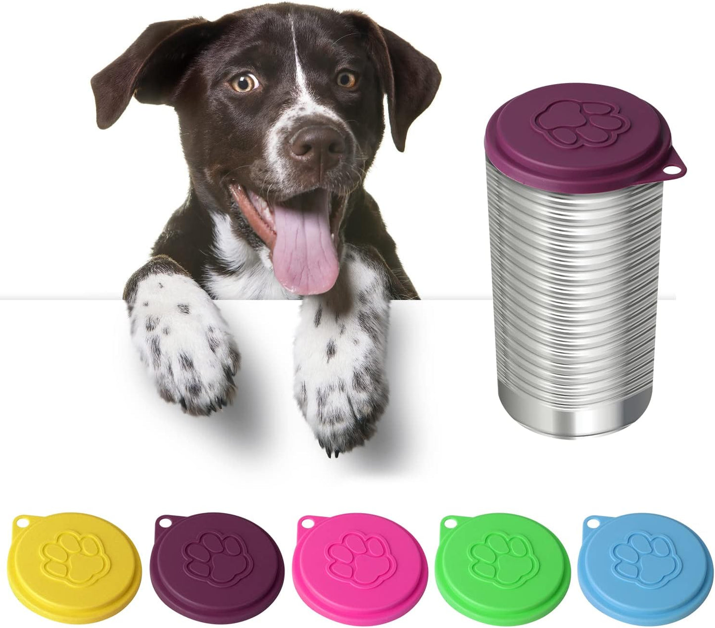 JIAKAI 5 PCS Pet Dog Cat Food Can Cover Pet self-Sealing，Reusable pet Food lids, Environmentally Friendly（Color Random）